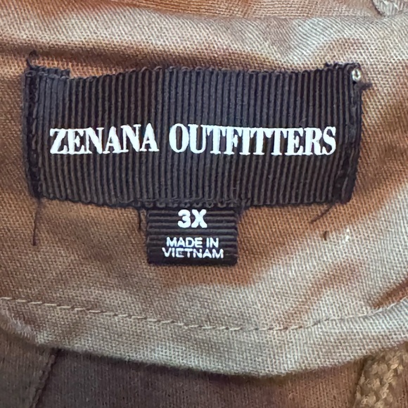 Zenana Outfitters Hooded Vest Size 3X 100% Cotton Drawstring Tan Cargo Style - Picture 10 of 13